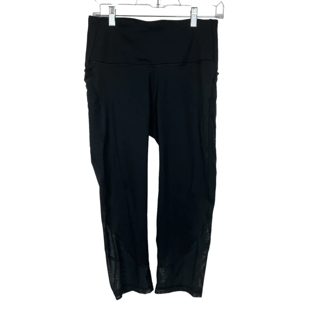 All in Motion Black Crop Mesh Leggings Medium